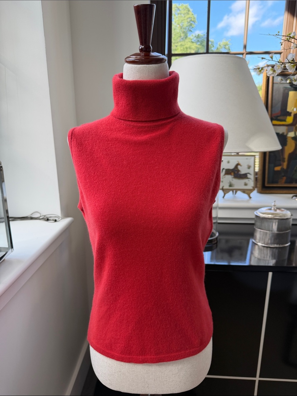 Johnstons of Burnt ORANGE Sleeveless Turtleneck Sweater S/M